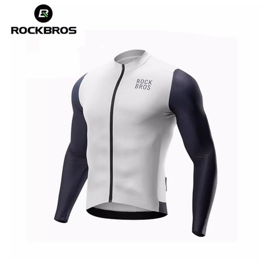 ROCKBROS Lange mouw Wielrenshirt Heren Wielrenshirt Ademend Sneldrogend Wielrenkleding Rits met 3 zakken T-shirt voor Heren Racefiets Europese Maat