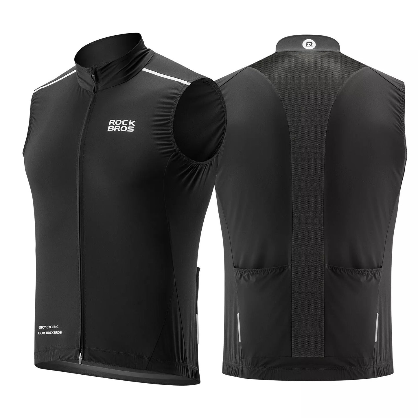 ROCKBROS windvest fietssportvest winddicht waarschuwingsvest mouwloos fietsjack waterafstotend softshell vest