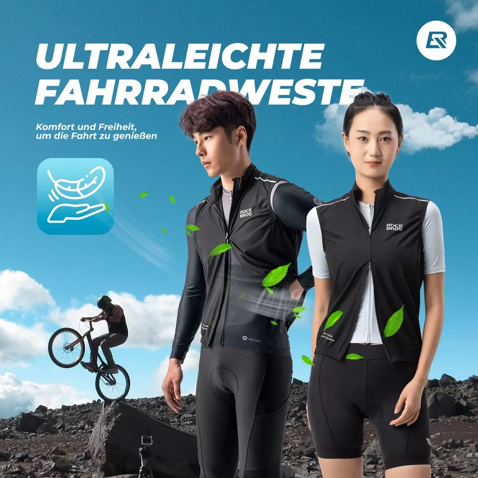 ROCKBROS windvest fietssportvest winddicht waarschuwingsvest mouwloos fietsjack waterafstotend softshell vest