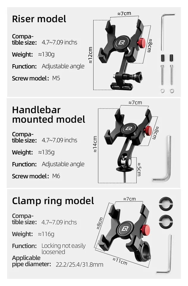 ROCKBROS fiets-gsm-houder stuurtelefoonhouder voor smartphone 4,7-7,09 inch