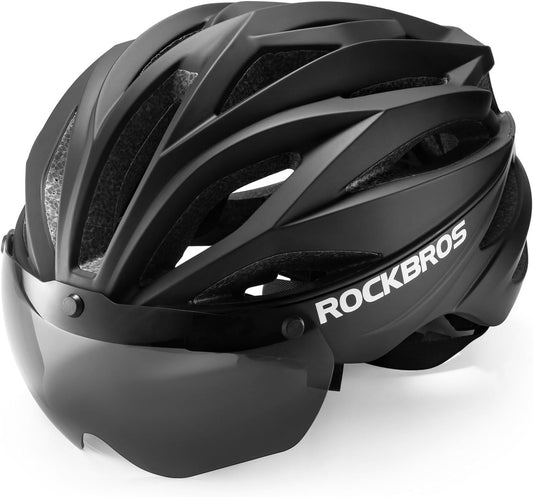 ROCKBROS Fietshelm voor volwassenen met vizier Magnetisch afneembaar Ademend Verstelbaar voor heren en dames 58-62 cm