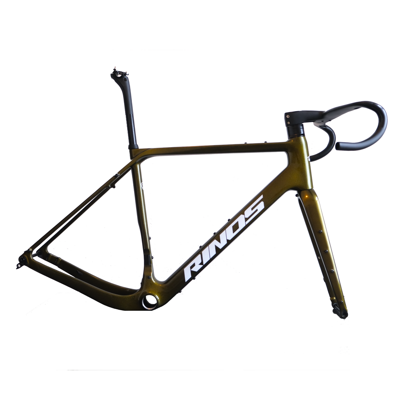 RINOS Gravelframeset met vork zadelpen stuur koolstofvezel T800 kameleonkleur