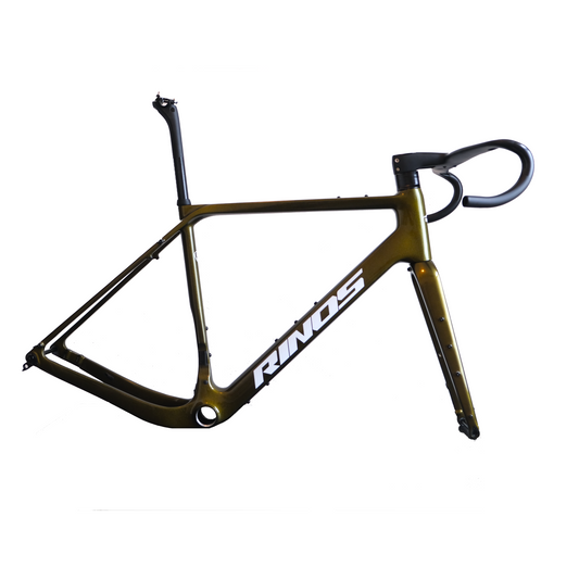 RINOS Gravelframeset met vork zadelpen stuur koolstofvezel T800 kameleonkleur