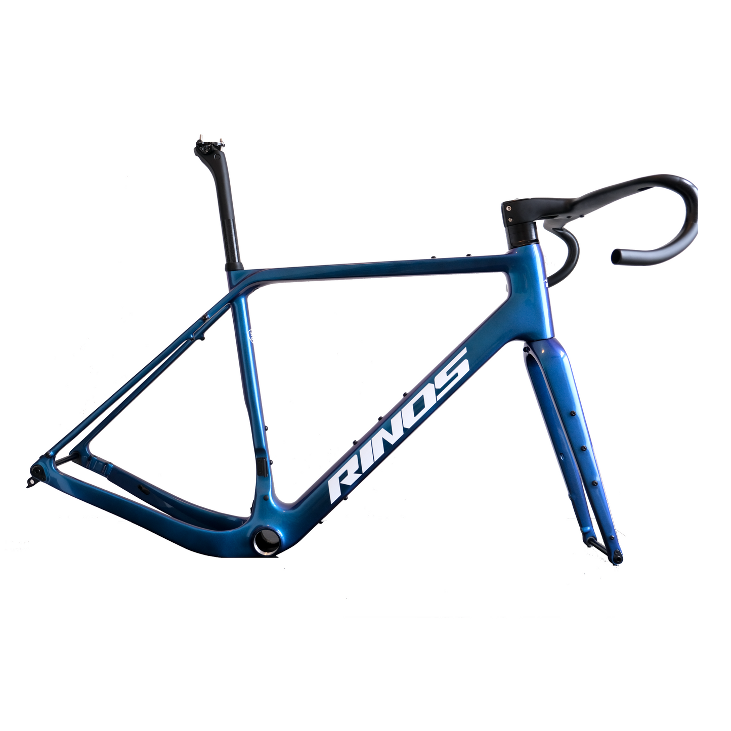 RINOS Gravelframeset met vork zadelpen stuur koolstofvezel T800 kameleonkleur