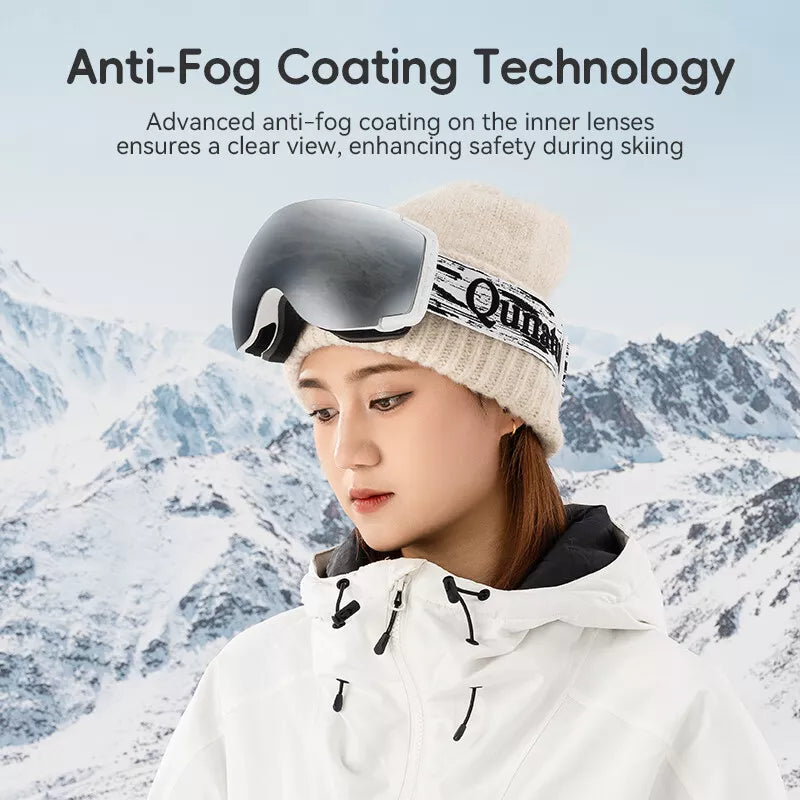 Qunature skibril, snowboardbril, anti-condens UV400 dames/heren voor brildragers