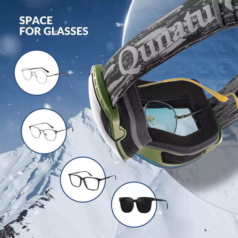 Qunature skibril, snowboardbril, anti-condens UV400 dames/heren voor brildragers