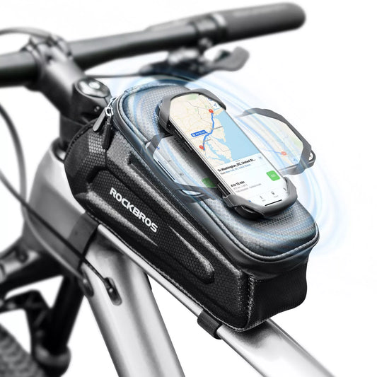 ROCKBROS fietstas 1,5L frametas met harde schaal en mobiele telefoonhouder tot 6,5 inch