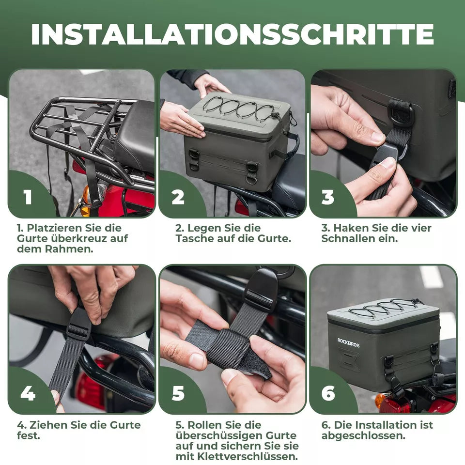 ROCKBROS motortas 13L volledig waterdichte 600D achtertas achterbagagetas