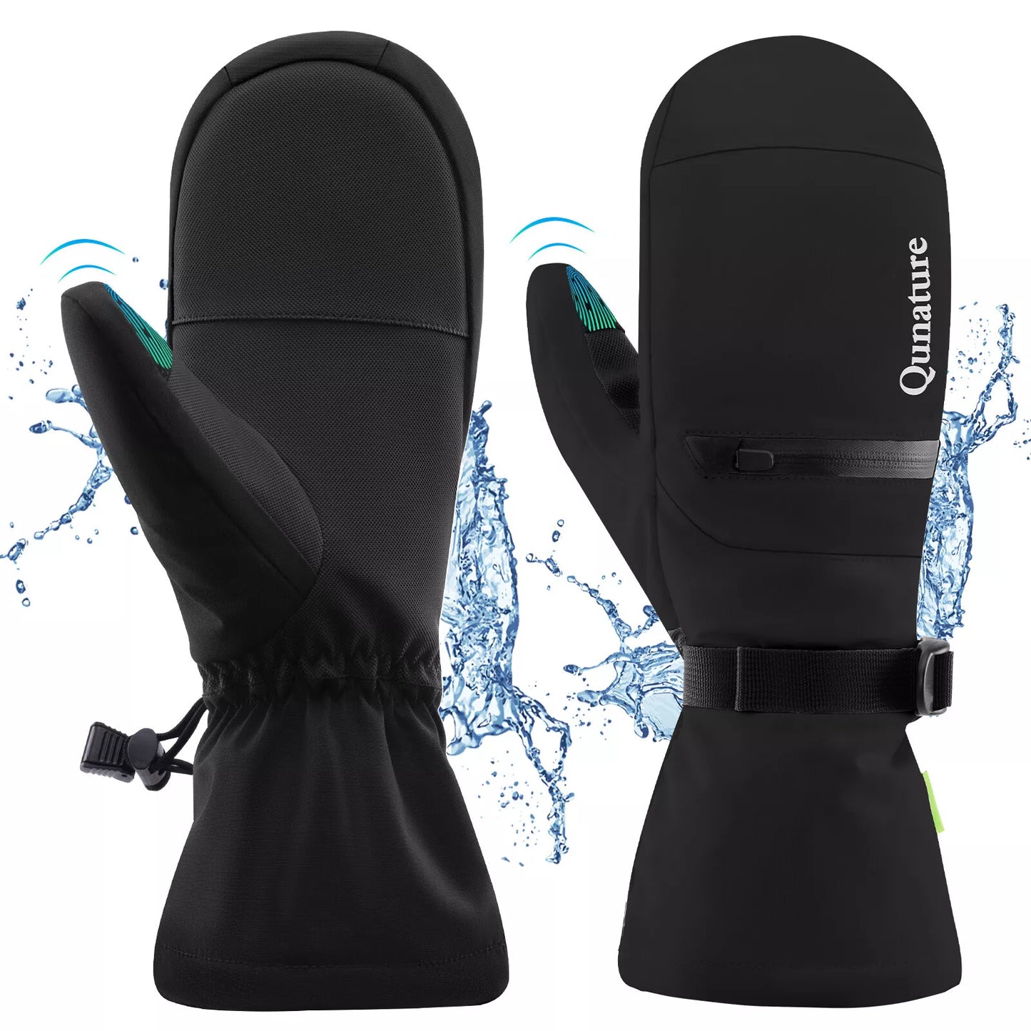 Qunature Warme Skihandschoenen Waterdichte Snowboardhandschoenen XS-XL Dames/Heren