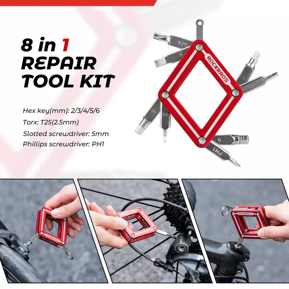 ROCKBROS fiets multifunctioneel gereedschap 8 in 1 reparatie vouwgereedschap reparatie