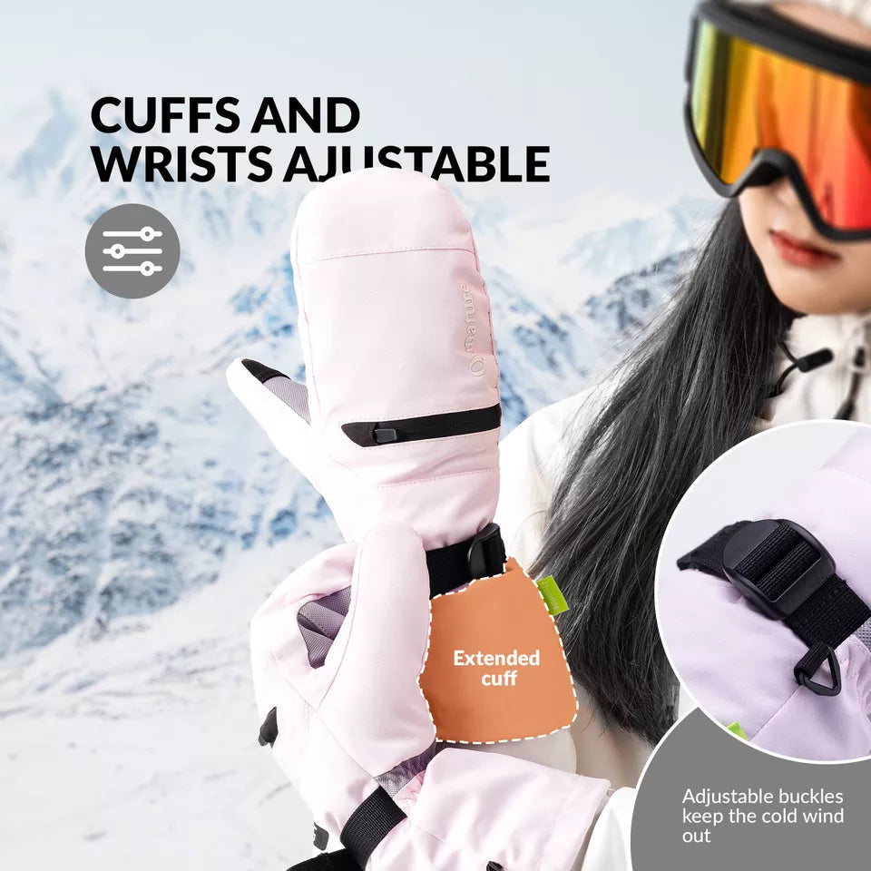 Qunature Warme Skihandschoenen Waterdichte Snowboardhandschoenen XS-XL Dames/Heren