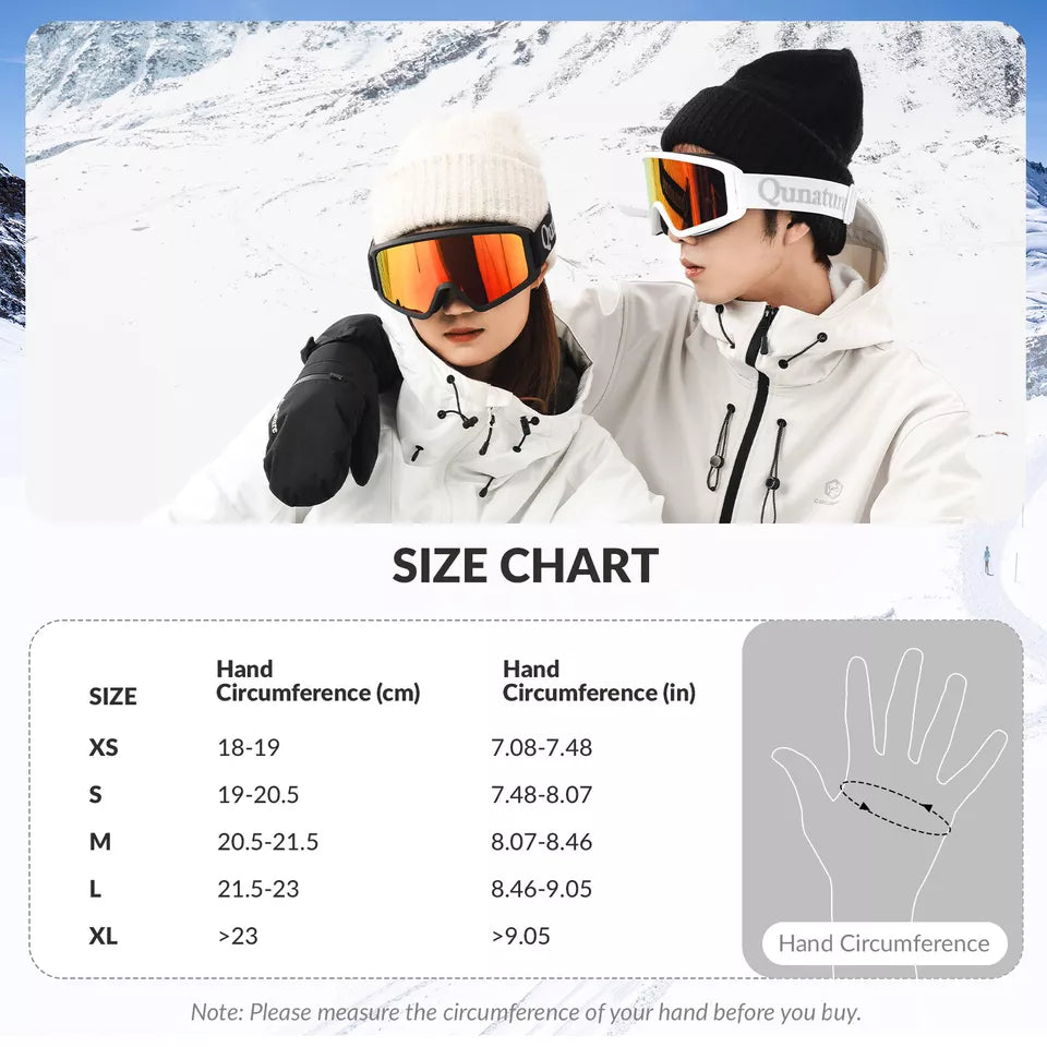 Qunature Warme Skihandschoenen Waterdichte Snowboardhandschoenen XS-XL Dames/Heren