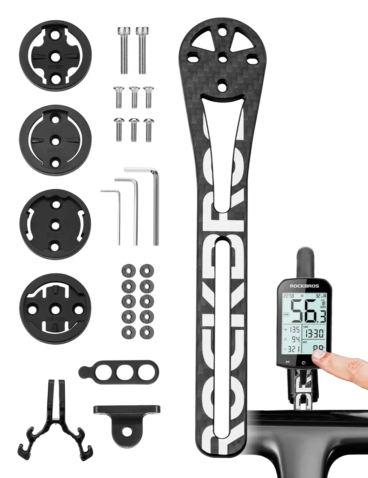 ROCKBROS Fietscomputer GPS Mount Fietslichtadapter GoPro Koolstofvezel