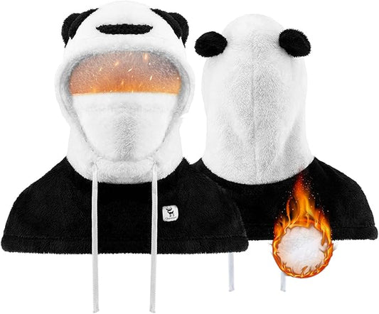 Qunature winterbivakmuts skimasker voor kinderen en ouders panda design volgelaatsmaskers bivakmuts voor herfst- en winteroutdooractiviteiten zoals skiën motorrijden fietsen