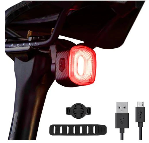 ROCKBROS Bike Rear Light LED Waterproof IPX6 USB Rechargeable, Smart Brake Light Helder rood licht met 5 vaste en knipperende modi.